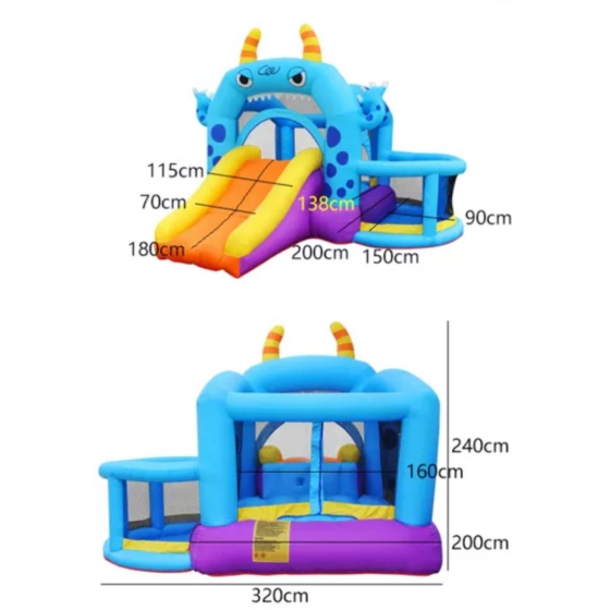 Jumping Dear Inflatable Castle - Blue monster